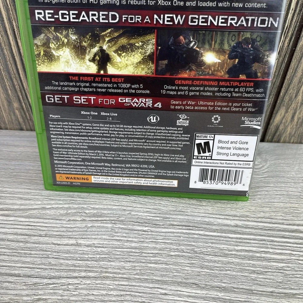 Gears of War: Ultimate Edition (Xbox One, 2015) - TESTED AND WORKING